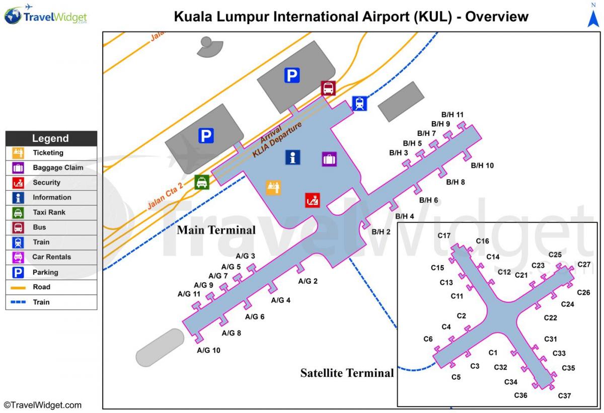kl aeropuerto internacional de mapa