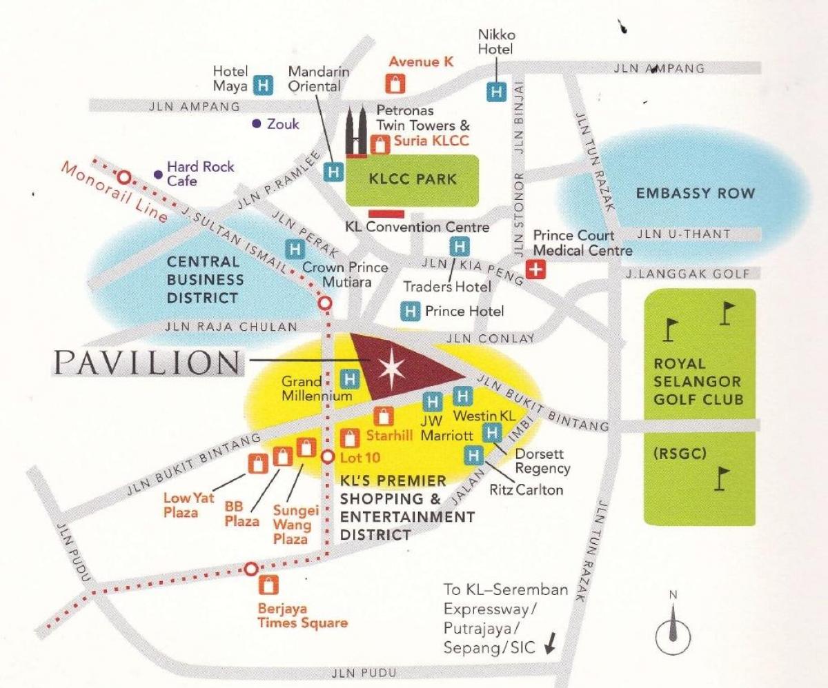 mapa del centro comercial pavilion kuala lumpur