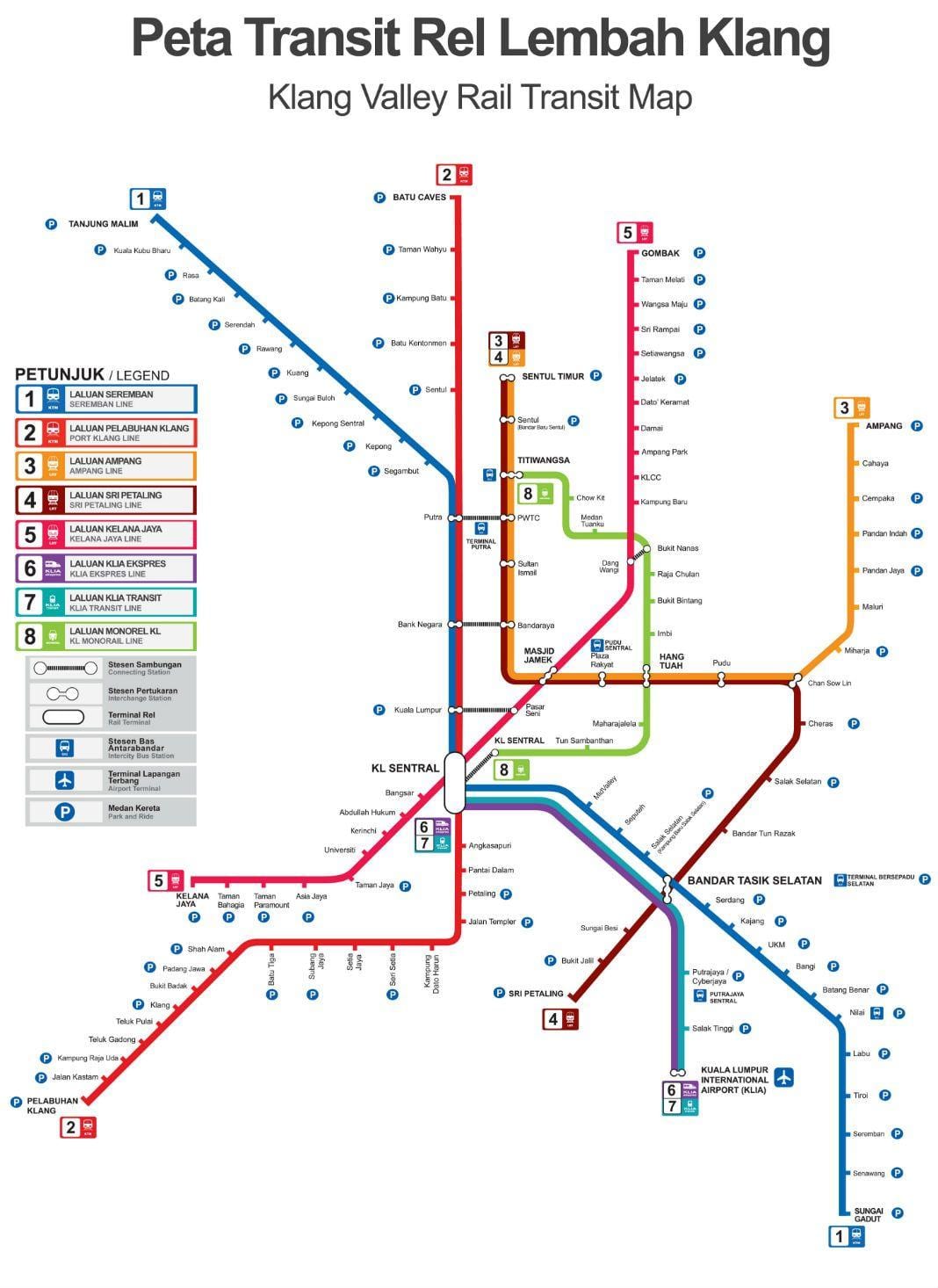 kuala lumpur de la estación de tren mapa