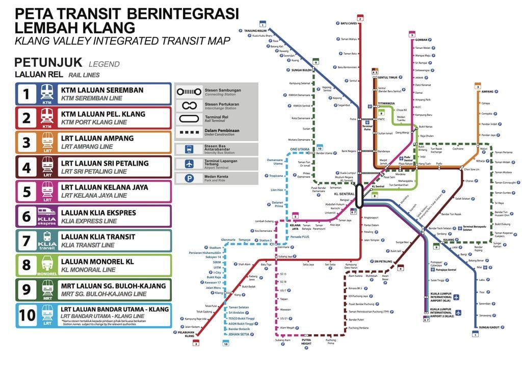 mapa de transporte público de kuala lumpur