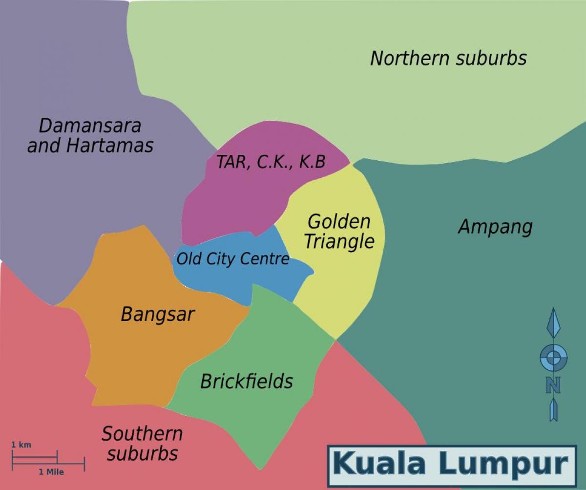 kuala lumpur mapa del distrito de