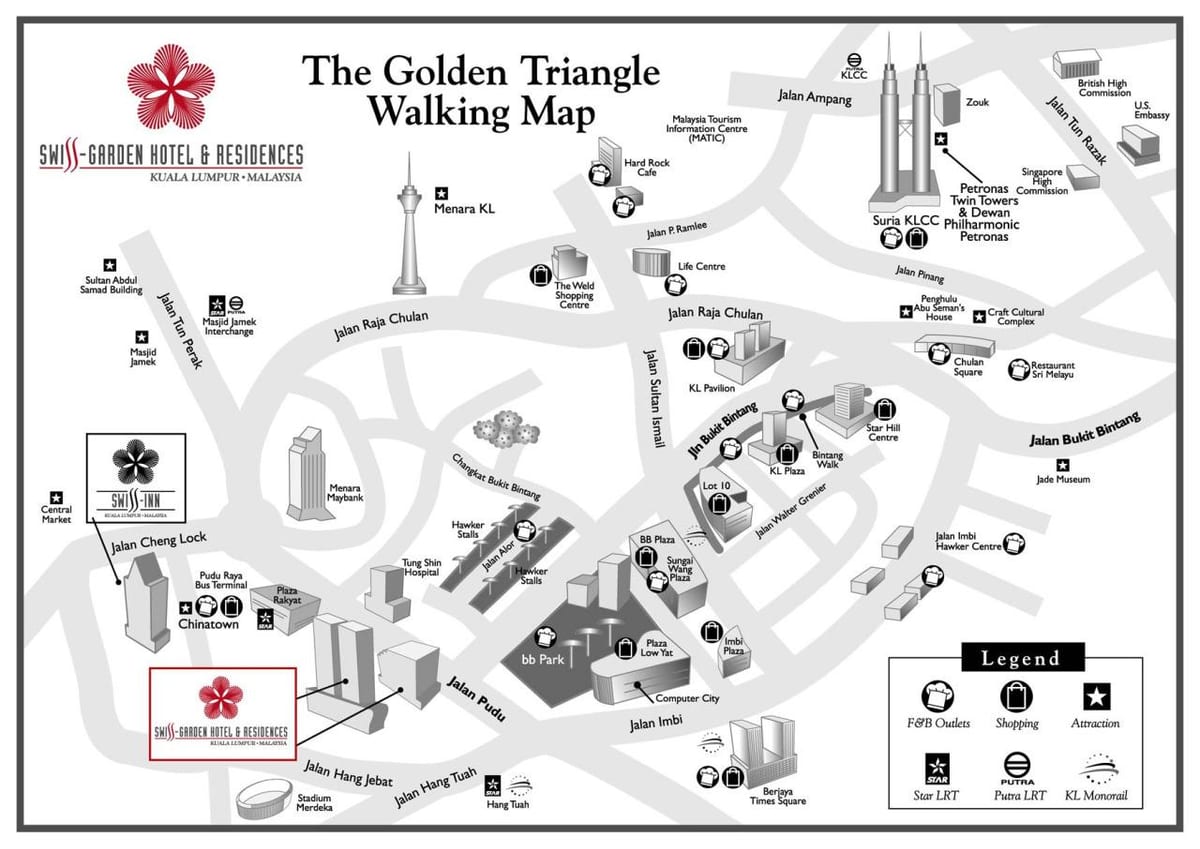 el triángulo de oro de kuala lumpur mapa
