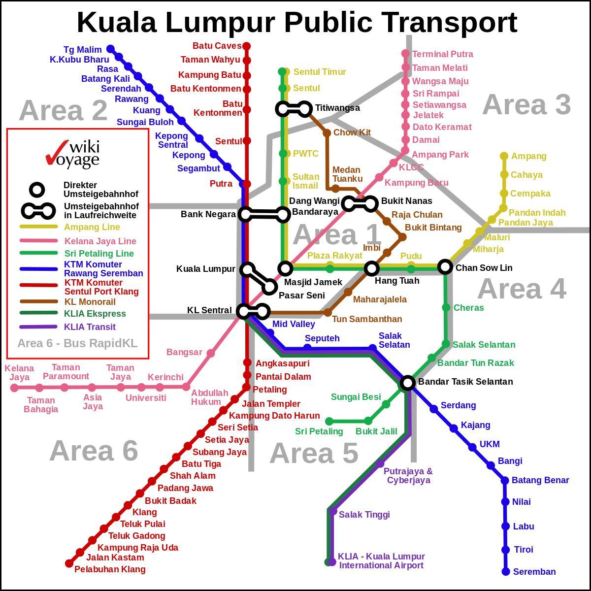 el transporte público de kuala lumpur mapa