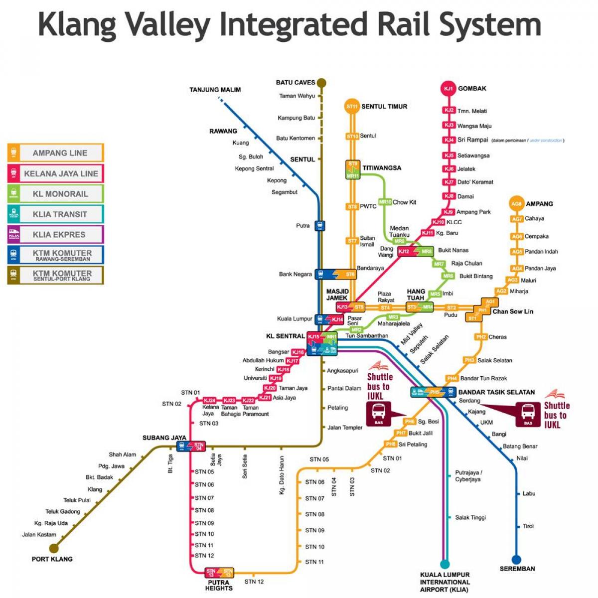mapa de trenes de kuala lumpur, malasia