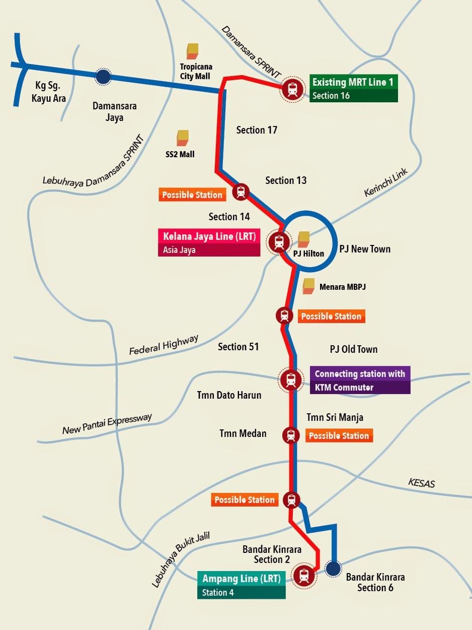 kelana jaya estación de lrt mapa