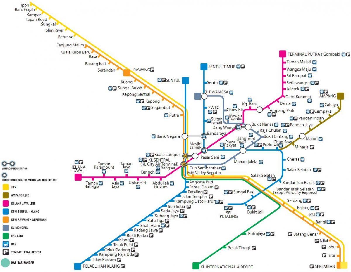 mapa de transporte público de malasia