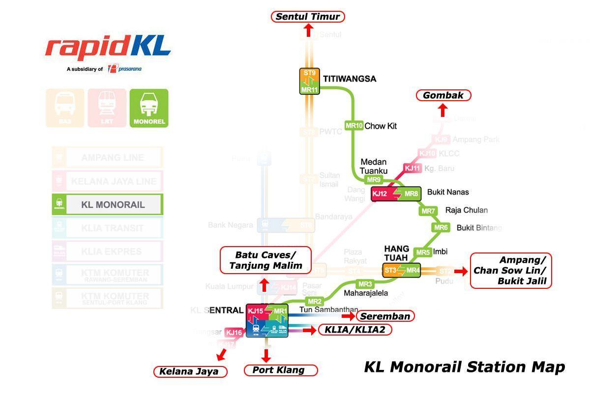 malasia línea de tren mapa