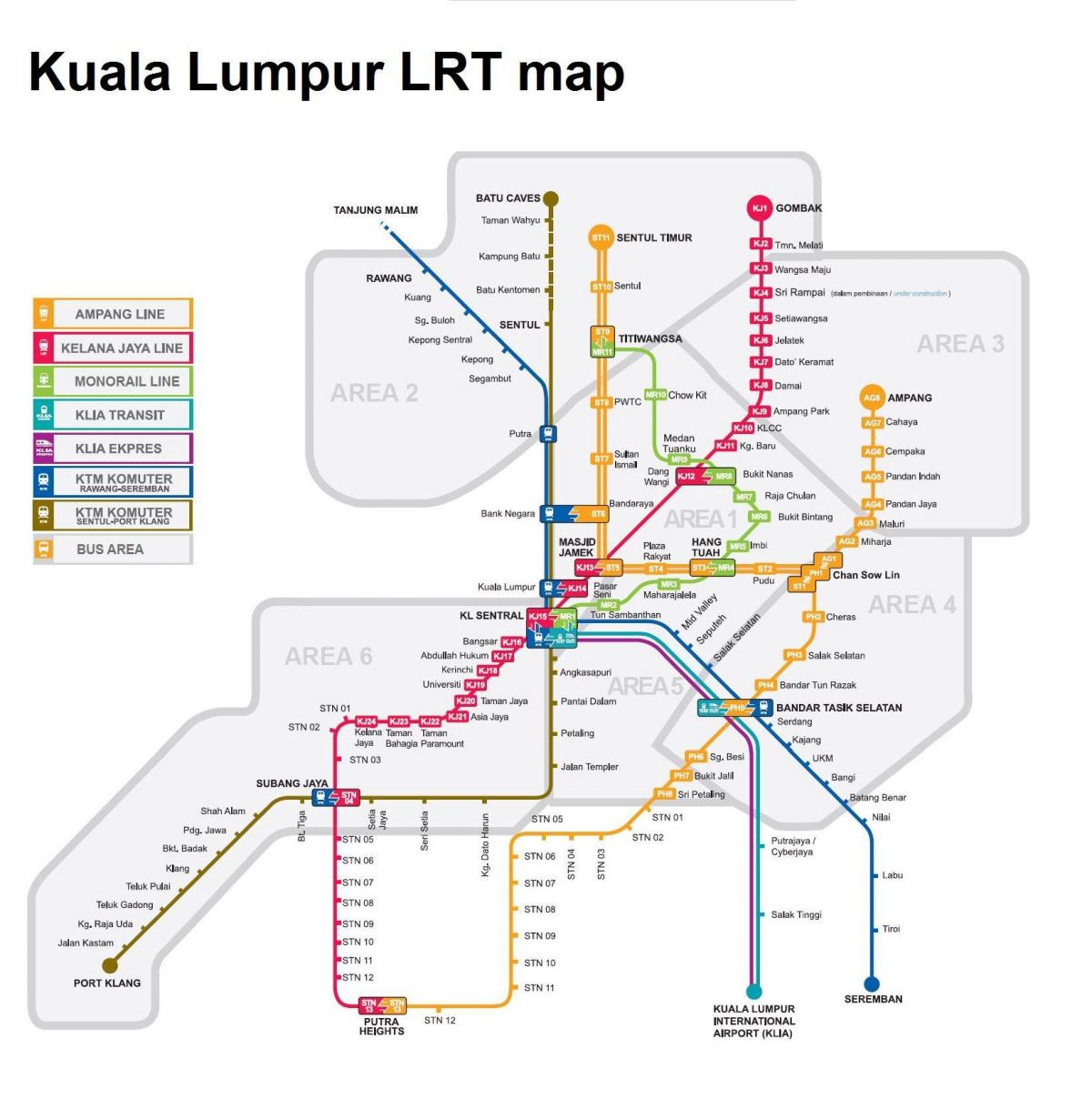 mapa de trenes de kuala lumpur