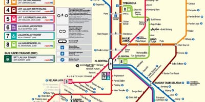 Lrt línea de mapa de kuala lumpur