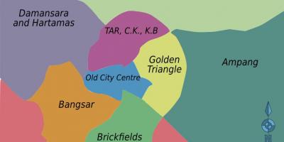 Kuala lumpur mapa del distrito de