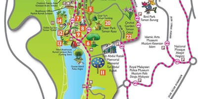 Mapa de perdana jardín botánico